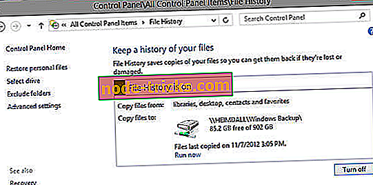 Zgodovina datotek ne deluje v sistemu Windows 10 / 8.1 / 8 [Fix]