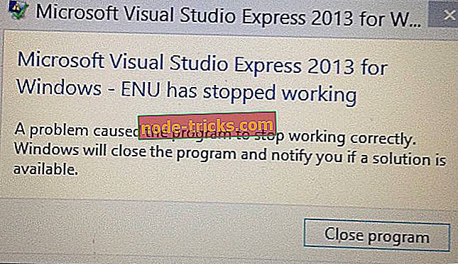 Visual Studio 2013 Problemer rapportert i Windows 8.1, 10